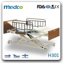 H301 Горячий! Три функции электрические Hi-low homecare больничная койка с колесами